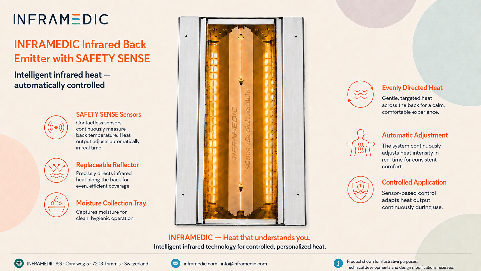 INFRAMEDIC infrared back emitter with SAFETY SENSE contactless temperature sensors
